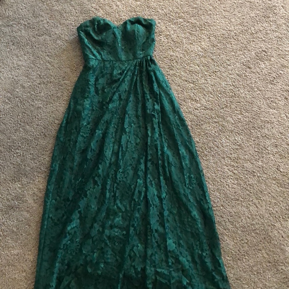 Emerald green floor length dress
